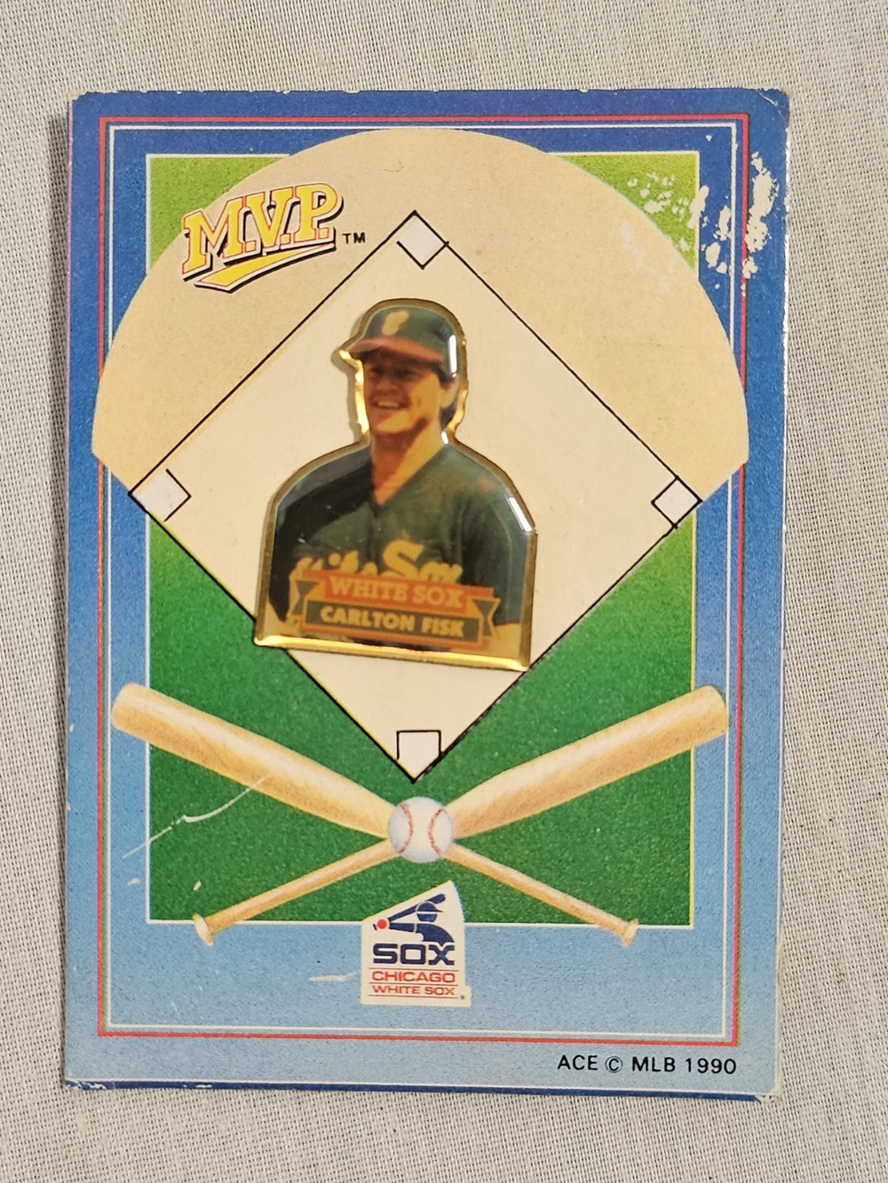 1990 MVP Carlton Fisk White Sox MLB Baseball Lapel Pin - VTG New